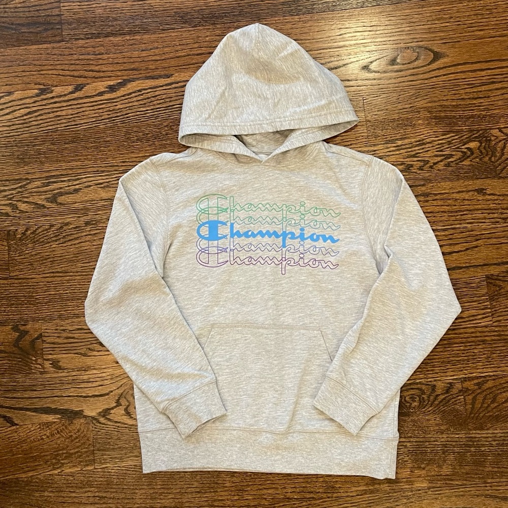COPY - Like new Champion kids’ unisex hoodie. Size M. Grey. Front pocket.